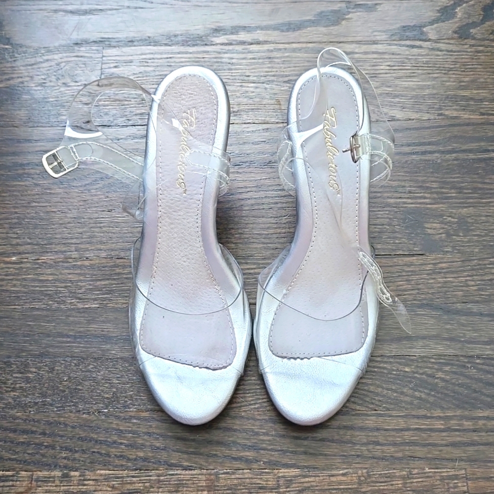 Fabulicious clear kitten heels. Size 9 (fits like 8.5)